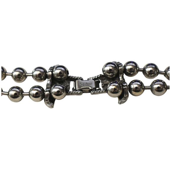 Vintage Squash Blossom 80s Goldette NY Native American Naja Large Faux Turquoise - Picture 8 of 9